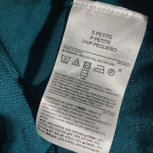 BANANA REPUBLIC V-Neck Cardigan Dark Teal Womens Small Petite - Picture 6 of 7